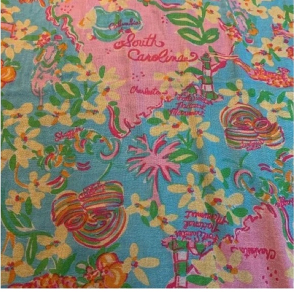 Lilly Pulitzer South Carolina Murfee Scarf 28” x 82” Beautiful Rare Hard To Find - Picture 6 of 7